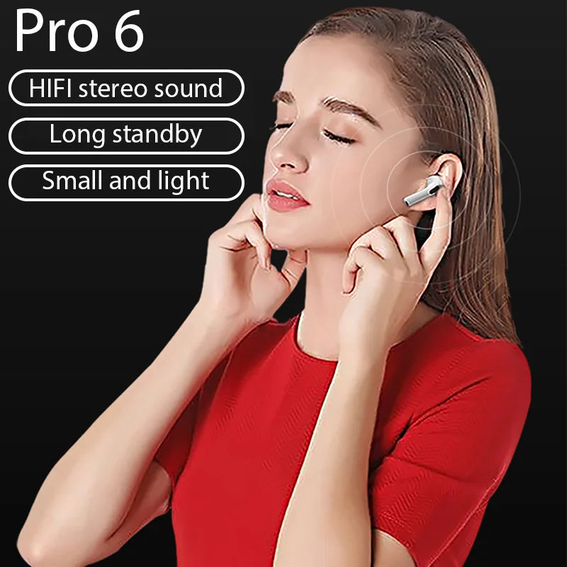AirPro Mini 6 - Fones de Ouvido Bluetooth com Caixa de Carregamento