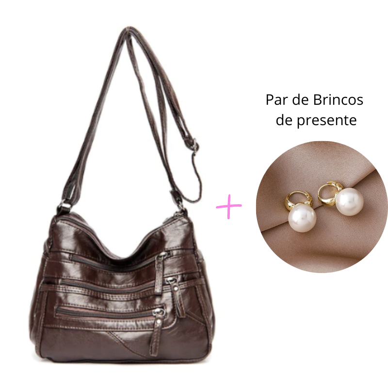 Bolsa Ombro Feminina Vanny + Par de Brincos Aurora e Frete Grátis